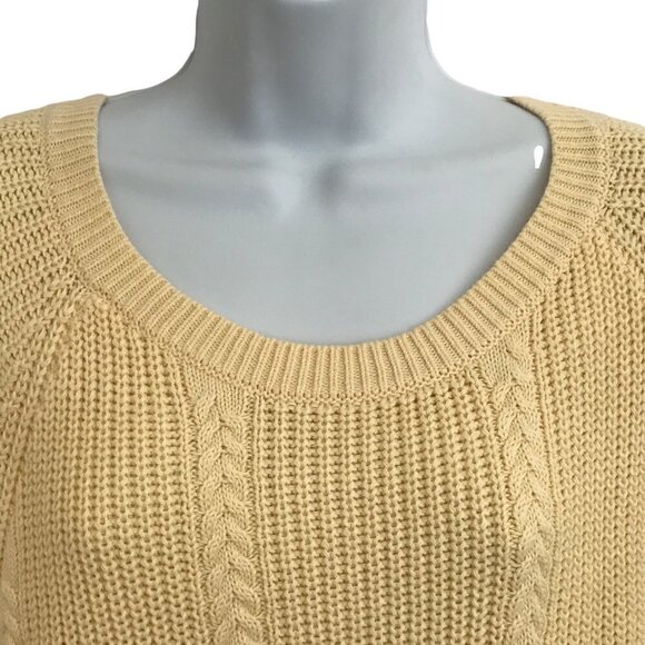 CJ Banks Plus Sz 2X Butter Yellow Cable Knit Pullover Sweater Long Sleeve Cotton - Picture 7 of 11